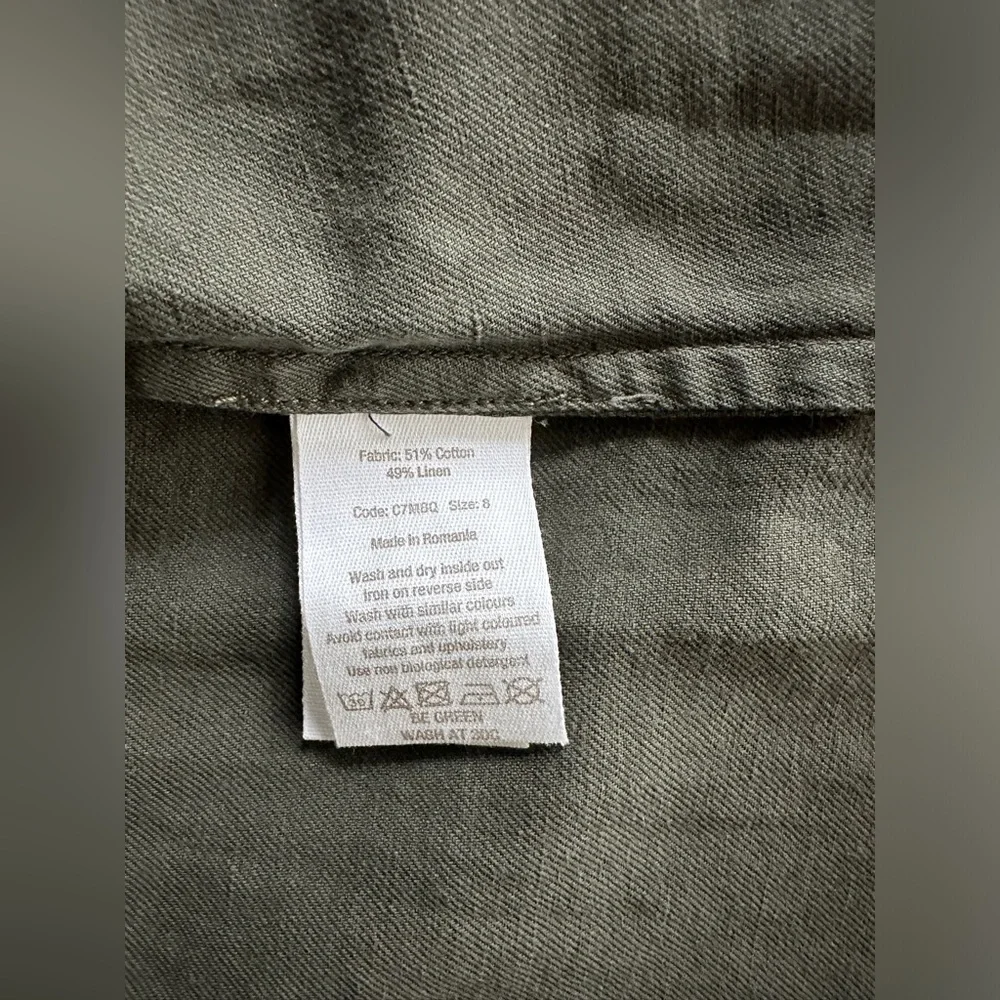 TOAST UK Elena Cotton Linen Tunic Shirt uk size 8/us 4 dark olive green khaki - Picture 6 of 10